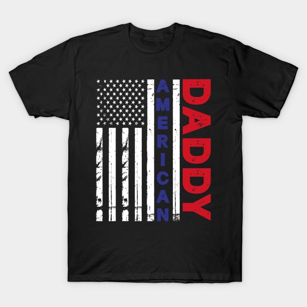 USA Flag with Daddy and American Text T-Shirt by Harlems Gee